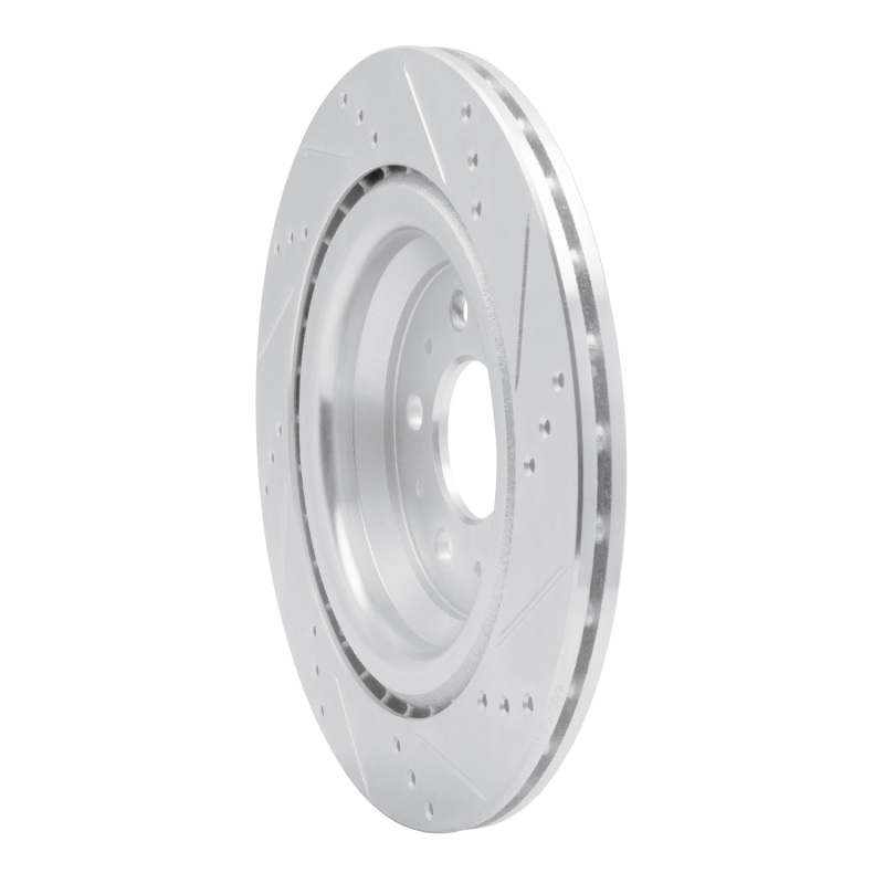 Tesla Model 3 Brake Rotor (1) - Rear Left - R1 Concepts - Drilled & Slotted - Silver - `17-`25